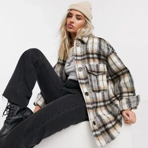 Neutral plaid jacket